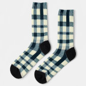 Chaussette Buffalo classique Plaid Rustique Bleu Blanc & Noir (Gauche)