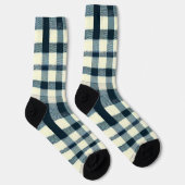 Chaussette Buffalo classique Plaid Rustique Bleu Blanc & Noir (Droite)