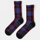 Chaussette Buffalo plaid navy blue red monogram name (Gauche)