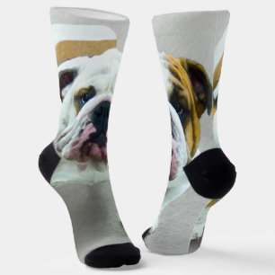 Chaussette Bulldog Painting - Joli art original chien