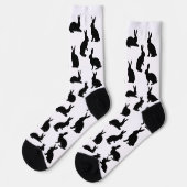 Chaussette Bunny Silhouettes Pattern In Black Cute Easter (Gauche)