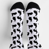 Chaussette Bunny Silhouettes Pattern In Black Cute Easter (Haut)