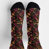 Chaussette Burgundy Gold Black Botanical Florals Aquarelle (Haut)