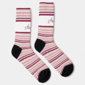 Chaussette Burgundy Rose Et Blancs (Droite)