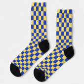 Chaussette Butter yellow and blue checkered board pattern (Gauche)