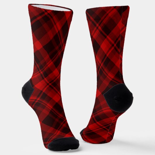 Chaussette Cabine de Noël Rouge et Noir Plaid Cosy (Angulaire)
