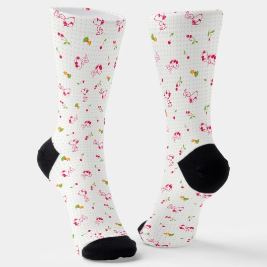 Chaussette cacahuètes | Snoopy & Woodstock Cherry Motif (Angulaire)