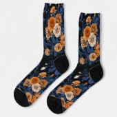 Chaussette Caché dans les roses, orange et bleu (Gauche)