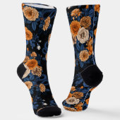 Chaussette Caché dans les roses, orange et bleu (Angulaire)
