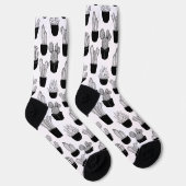 Chaussette Cacti Black Line Art Grand Motif (Droite)