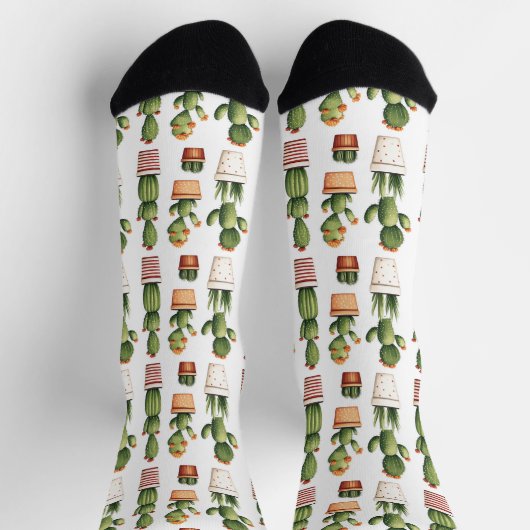 Chaussette Cactus en pots avec fleurs (Haut)