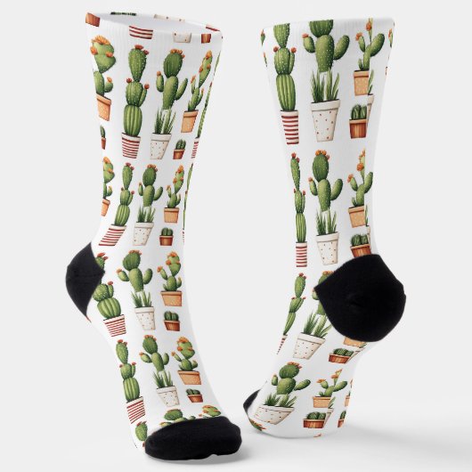 Chaussette Cactus en pots avec fleurs (Angulaire)