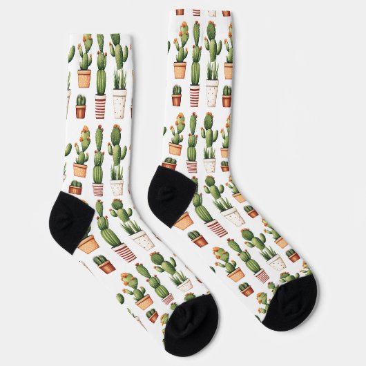 Chaussette Cactus en pots avec fleurs (Droite)