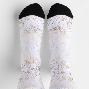 Chaussette Cadeau Mariage Gold Elegant Main tiré Florals