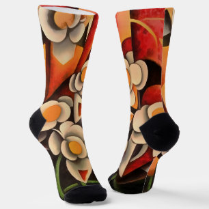 Chaussette Calla Lilies Art Géométrique Abstrait Dans Les Ton