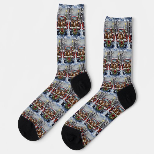 Chaussette Camion de Noël rouge Boxer Fêtes (Gauche)