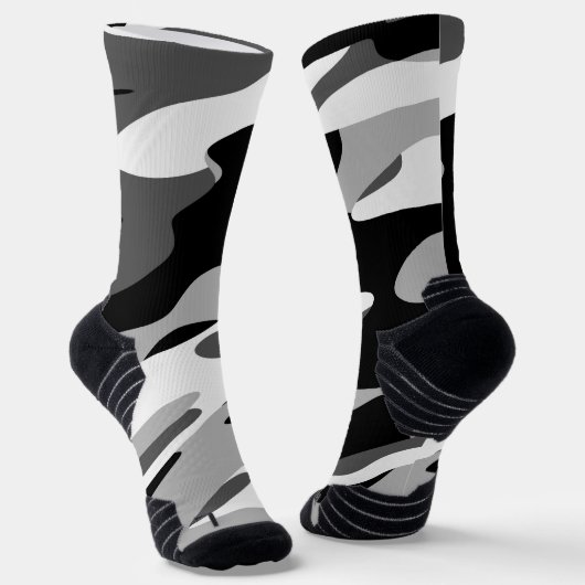 Chaussette camo noir et gris abstrait (Angulaire)