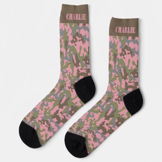 Chaussette Camo sympa - Bois Rose (Gauche)