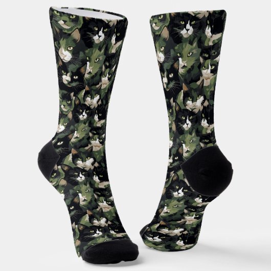 Chaussette Camouflage de chats verts (Angulaire)