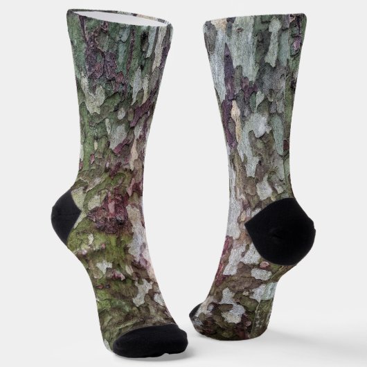 Chaussette camouflage gris vert écorce en bois camo (Angulaire)