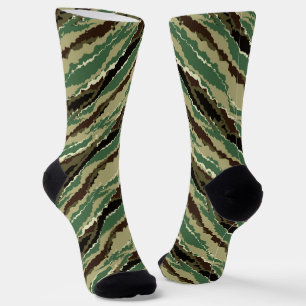 Chaussette Camouflage khaki rayé camouflage tendance stylée