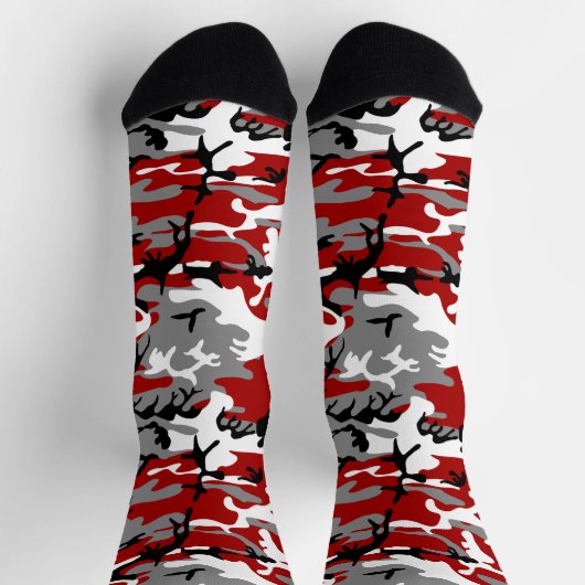 Chaussette Camouflage rouge et gris, Militaire, Armée (Haut)