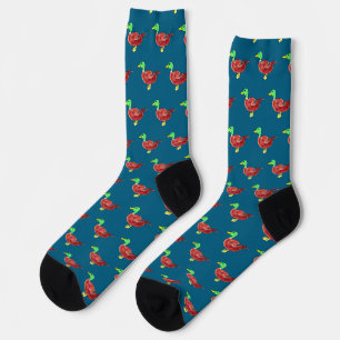Chaussette Canard colvert tête verte aquarelle