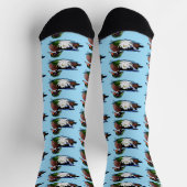 Chaussette Canard en bois coloré nénuphar faune bleu (Haut)