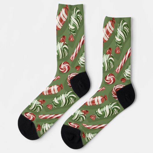 Chaussette Candy de Noël vert (Gauche)