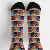 Chaussette Caniche avec roses à cœur Saint-Valentin (Haut)