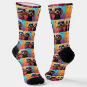 Chaussette Caniche avec roses à cœur Saint-Valentin (Angulaire)