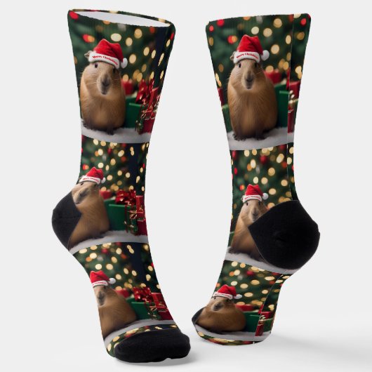 Chaussette "Capybara Claus : Un Bokeh Wonderland festif" (Angulaire)