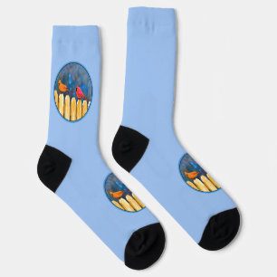 Chaussette Cardinals on the Fence Painting - Art original