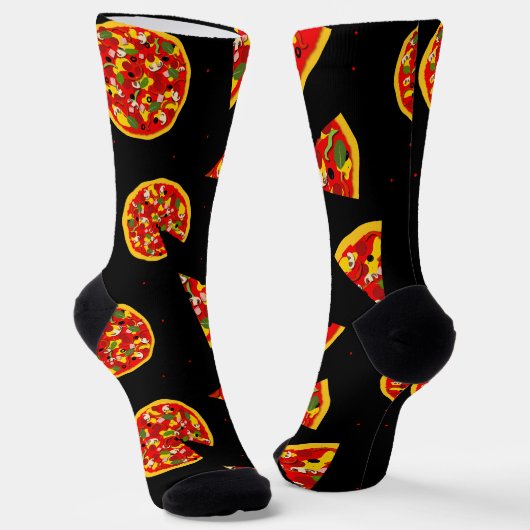 Chaussette Caricature amusante de Pizza Lover (Angulaire)