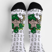 Chaussette Caricature cool de tortue verte avec alphabets (Haut)