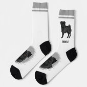 Chaussette Carlin Noir Mops Chien race Design avec nom person (Gauche)
