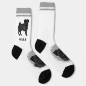 Chaussette Carlin Noir Mops Chien race Design avec nom person (Droite)