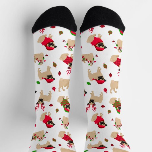 Chaussette Carlins de Noël blanc (Haut)