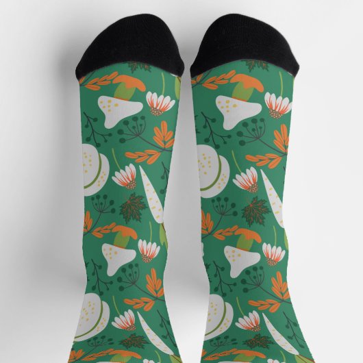 Chaussette carottes et champignons motifs sans soudure citrou (Haut)