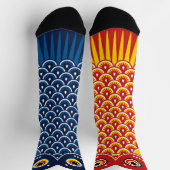Chaussette Carpe Asymétrique Bleue et Rouge Koinobori (Haut)