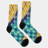 Chaussette Carreaux Multicolores Bleu et Jaune Argyle (Droite)