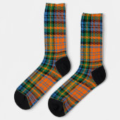 Chaussette Carreaux Orange Vert Tartan Rustique Clair (Gauche)