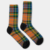 Chaussette Carreaux Orange Vert Tartan Rustique Clair (Droite)