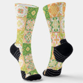 Chaussette Carreaux ornés en vert et jaune (Angulaire)