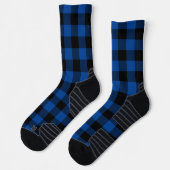Chaussette Carreaux profond bleu et noir de bison (Gauche)