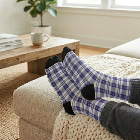 Chaussette Carreaux Rouge, Blanc & Bleu