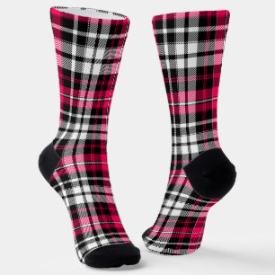 Chaussette Carreaux Tartan Rose Noir Blanc