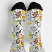 Chaussette carrelage italien mignon amateurs de pizza (Haut)