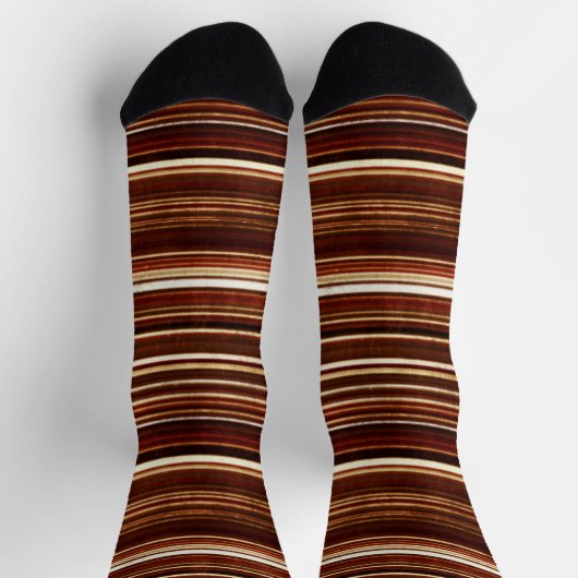 Chaussette carrelage motif à rayures brun mignon (Haut)