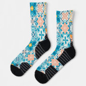 Chaussette Carrelage orange et bleu (Gauche)